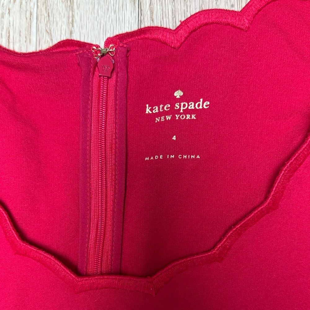 Kate Spade Dress Red A Line Scalloped - Picture 2 of 6